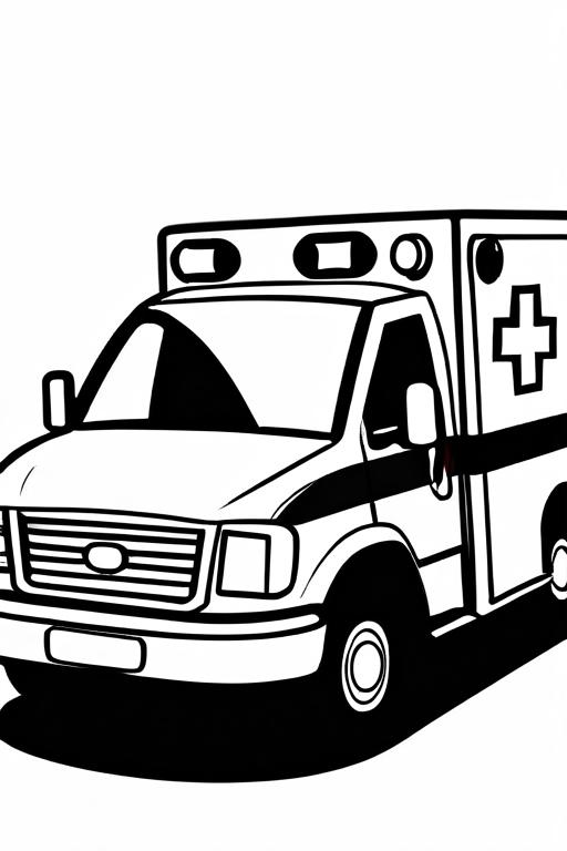 Ambulance Coloring Page 6 for Kids