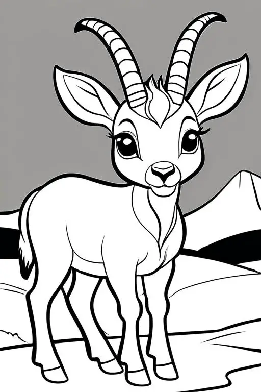 Antelope Coloring Page 1 for Kids