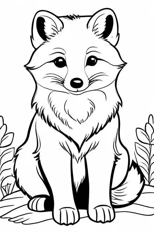 Arctic Fox Coloring Page 1 for Kids