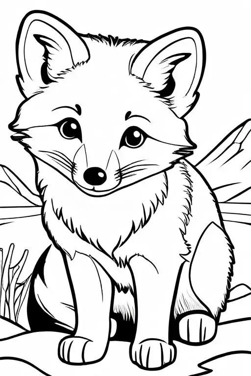 Arctic Fox Coloring Page 2 for Kids