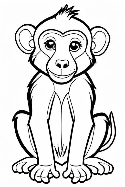 Baboon Coloring Page 2 for Kids