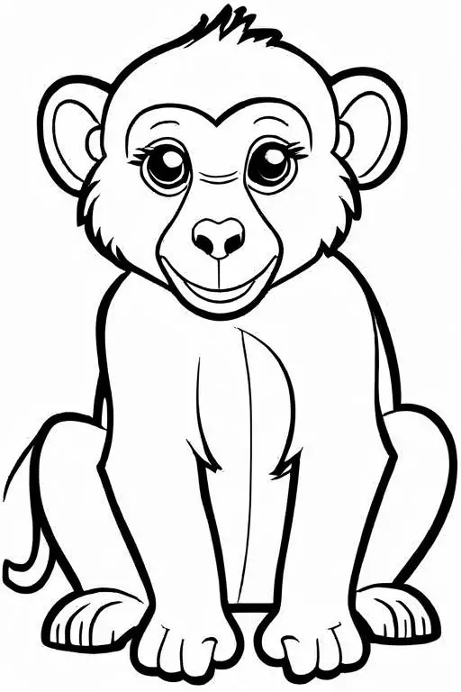 Baboon Coloring Page 3 for Kids