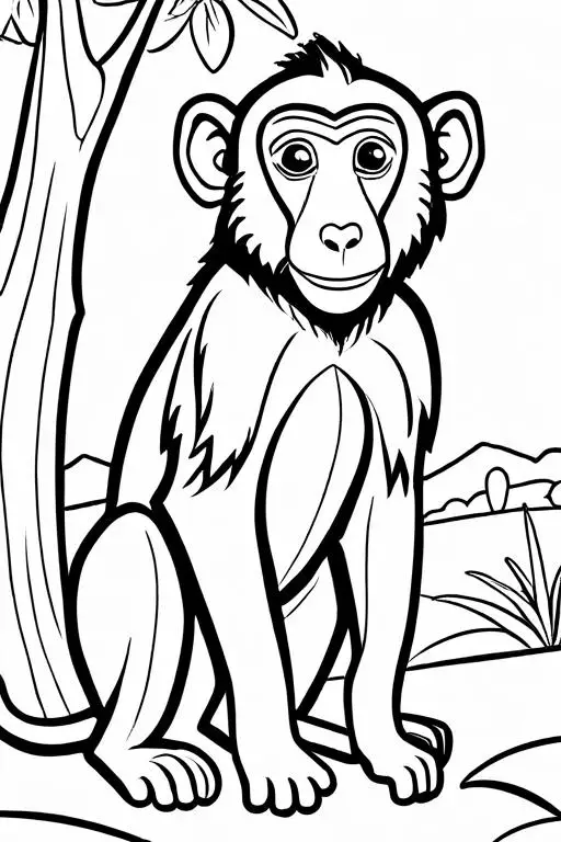 Baboon Coloring Page 4 for Kids