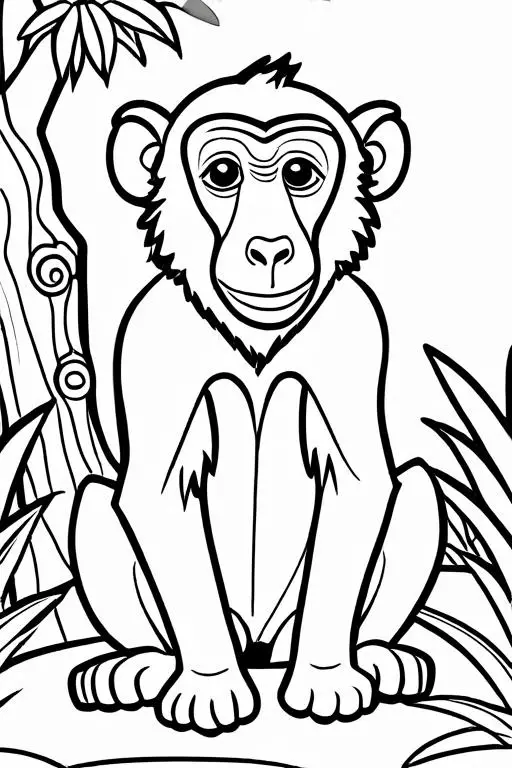 Baboon Coloring Page 6 for Kids