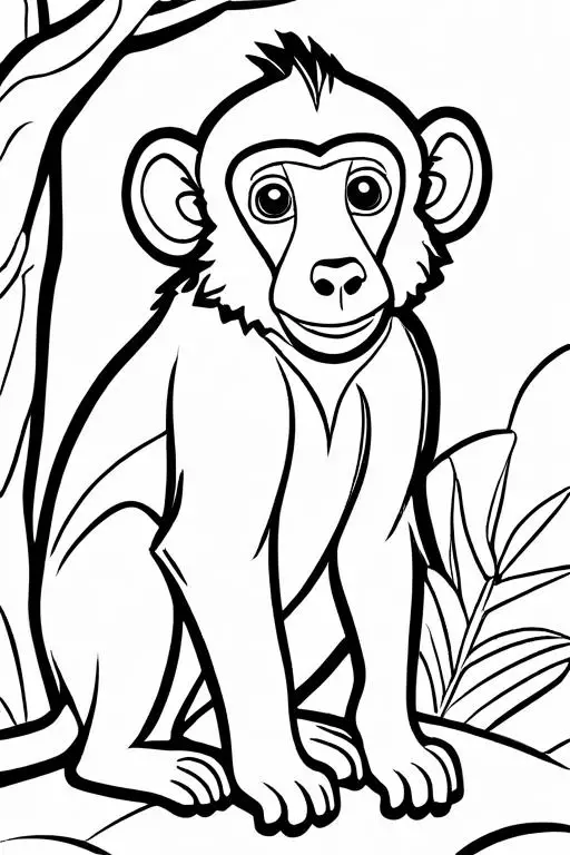 Baboon Coloring Page 9 for Kids