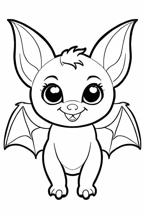 Bat Coloring Page 1 for Kids