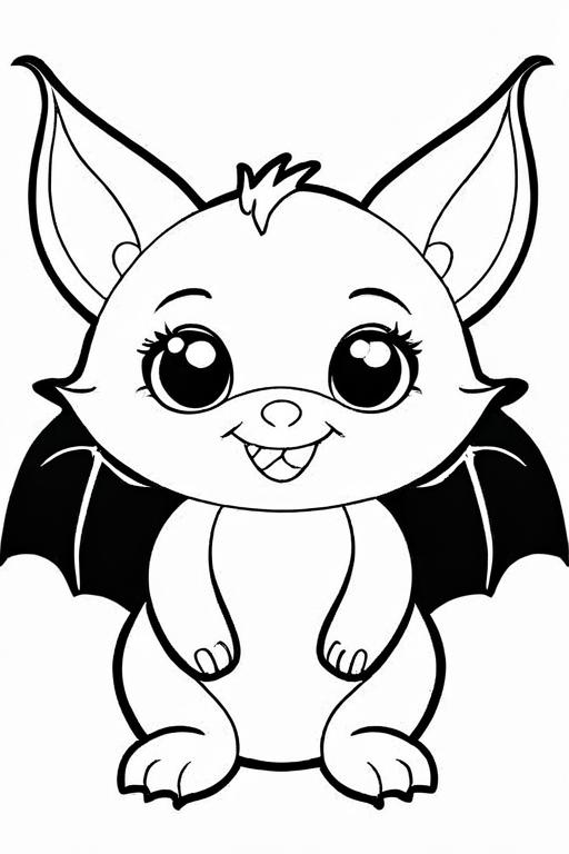 Bat Coloring Page 6 for Kids