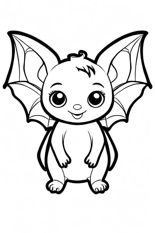 Bat Coloring Page 7 for Kids