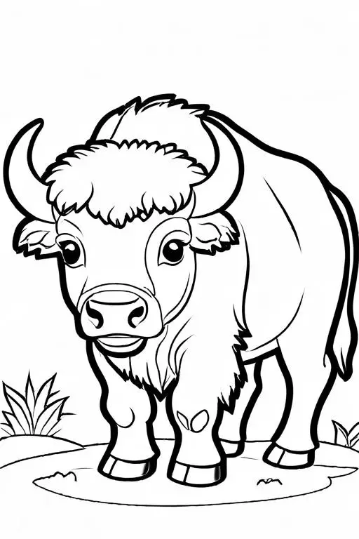 Bison Coloring Page 2 for Kids