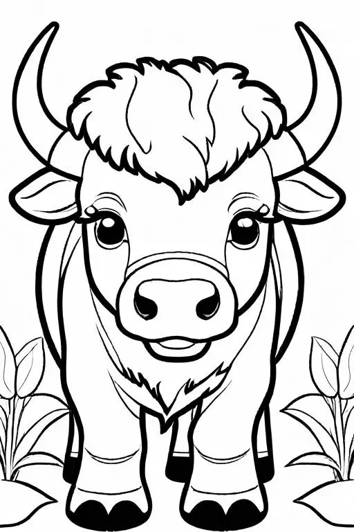 Bison Coloring Page 7 for Kids