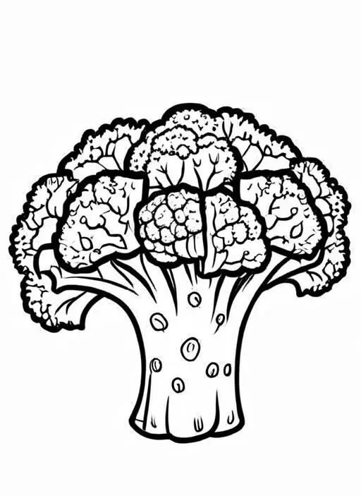 Broccoli Coloring Page 1 for Kids