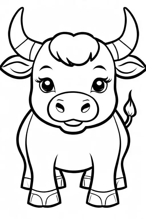 Bull Coloring Page 1 for Kids