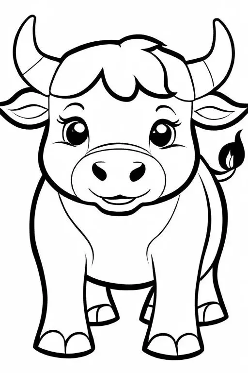 Bull Coloring Page 2 for Kids