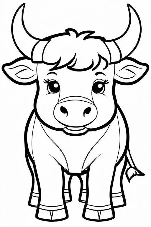 Bull Coloring Page 3 for Kids