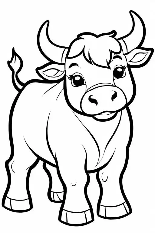 Bull Coloring Page 4 for Kids