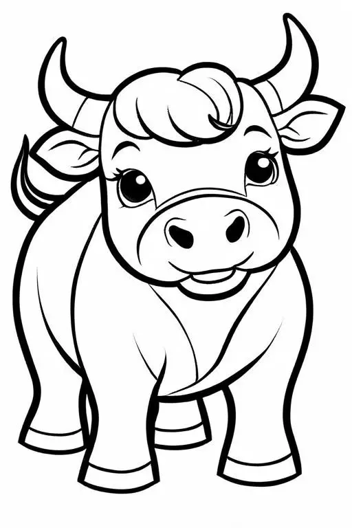 Bull Coloring Page 6 for Kids