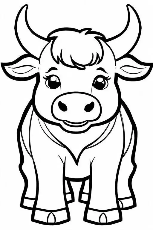 Bull Coloring Page 7 for Kids