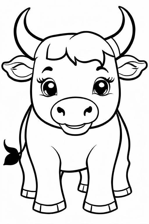 Bull Coloring Page 8 for Kids