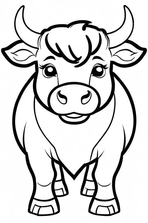 Bull Coloring Page 9 for Kids