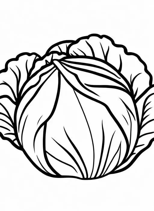 Cabbage Coloring Page 1 for Kids