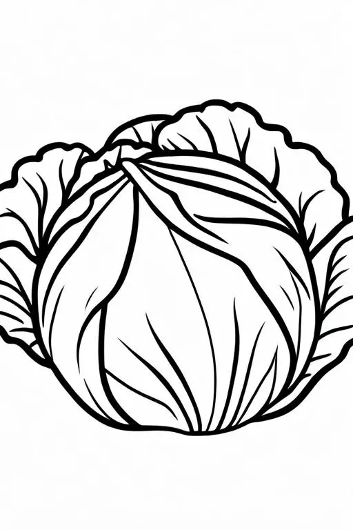 Cabbage Coloring Page 1 for Kids