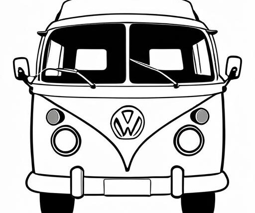 Campervan Coloring Page 1 for Kids