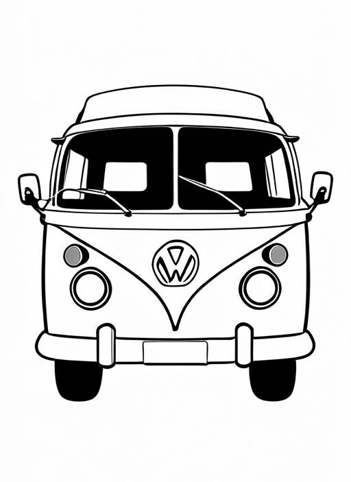 Campervan Coloring Page 1 for Kids