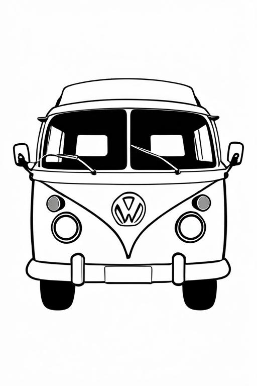 Campervan Coloring Page 1 for Kids