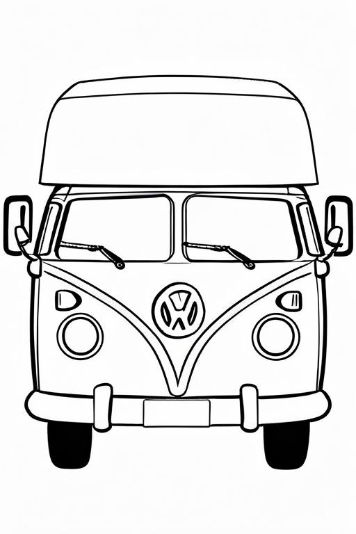 Campervan Coloring Page 2 for Kids