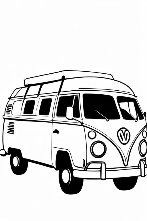 Campervan Coloring Page 4 for Kids