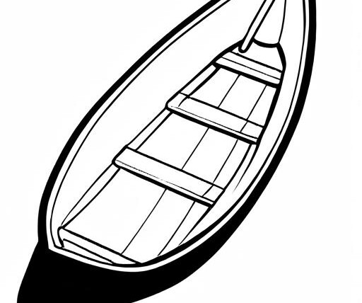 Canoe Coloring Page 1 for Kids