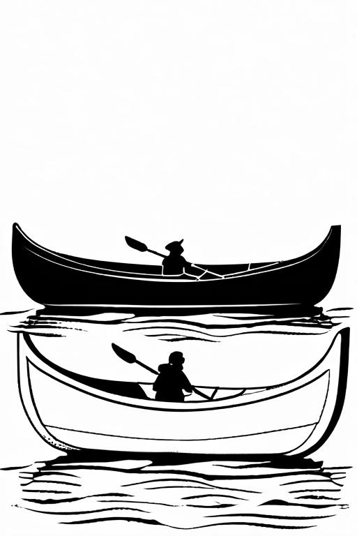 Canoe Coloring Page 2 for Kids