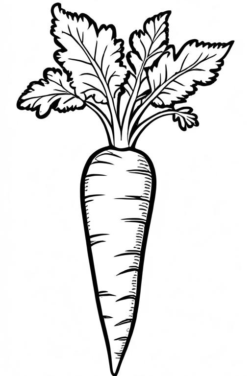 Carrot Coloring Page 1 for Kids