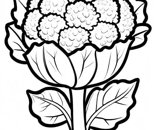 Cauliflower Coloring Page 1 for Kids