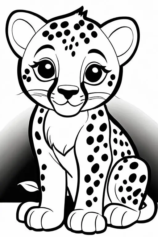 Cheetah Coloring Page 1 for Kids