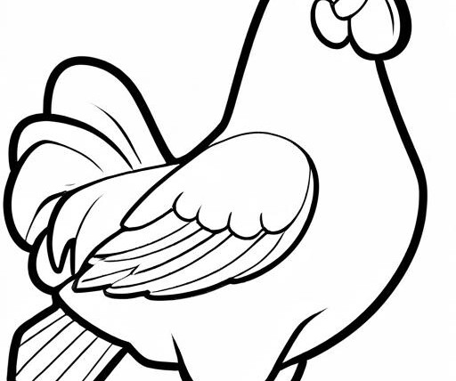 Chicken Coloring Page 1 for Kids