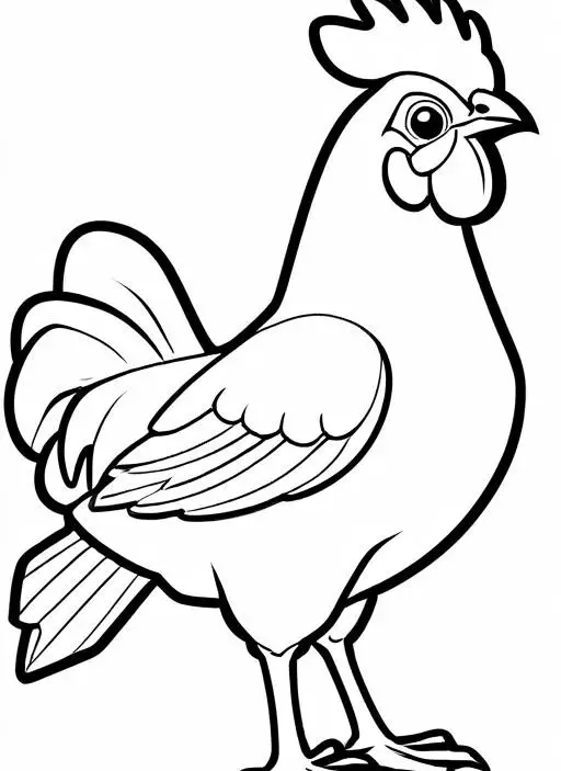 Chicken Coloring Page 1 for Kids