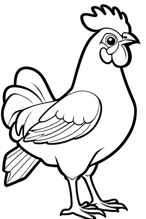 Chicken Coloring Page 1 for Kids