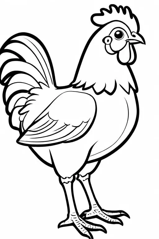 Chicken Coloring Page 2 for Kids