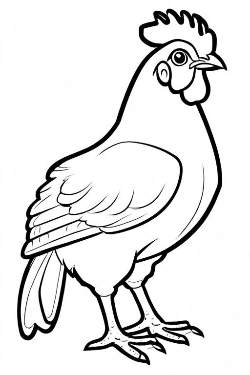 Chicken Coloring Page 4 for Kids