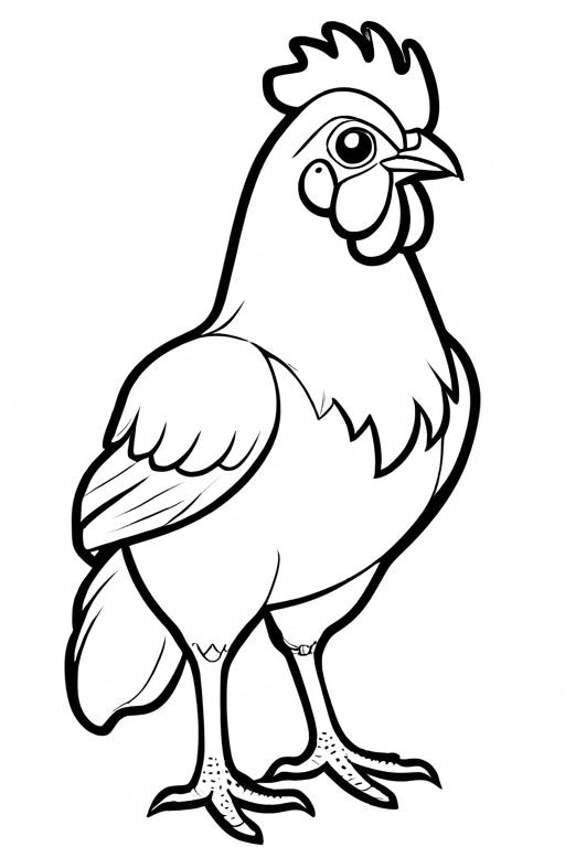 Chicken Coloring Page 6 for Kids