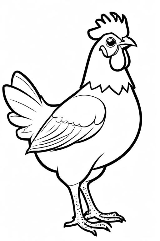 Chicken Coloring Page 7 for Kids