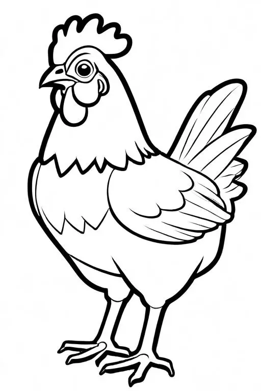 Chicken Coloring Page 8 for Kids