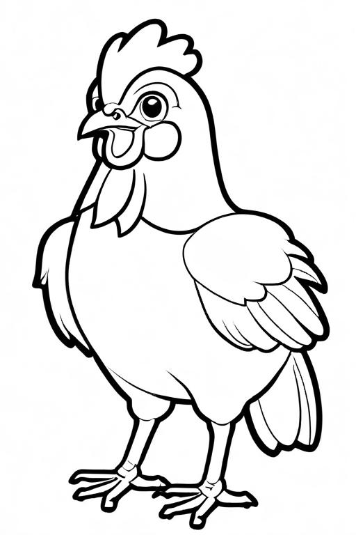 Chicken Coloring Page 9 for Kids