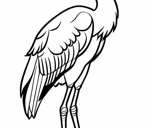 Crane Coloring Page 1 for Kids