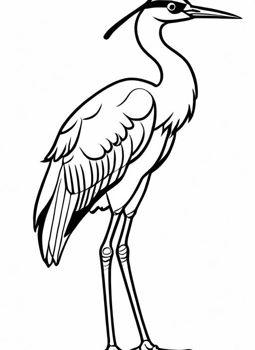 Crane Coloring Page 1 for Kids