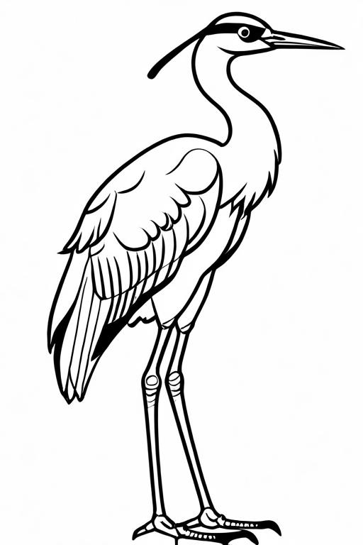 Crane Coloring Page 1 for Kids