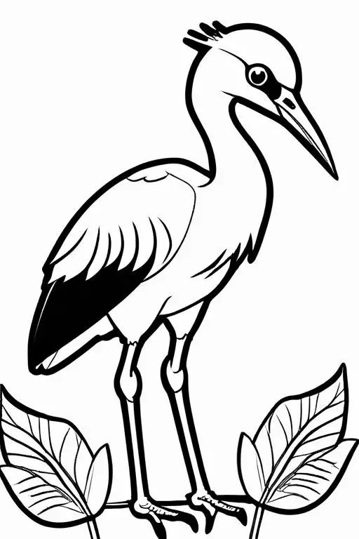 Crane Coloring Page 2 for Kids