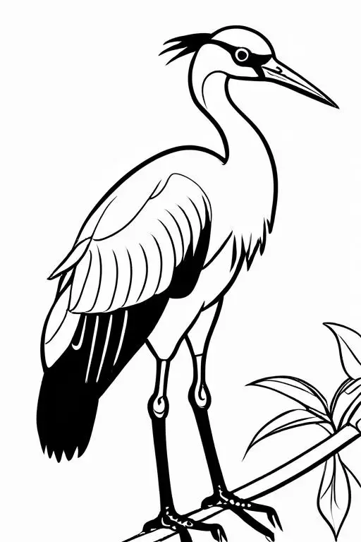 Crane Coloring Page 3 for Kids