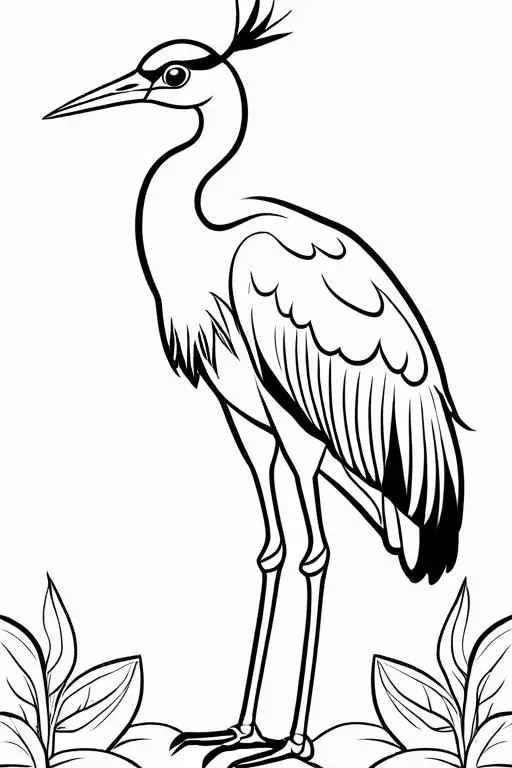 Crane Coloring Page 6 for Kids